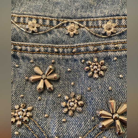 Boho Chic CROSSBODY Handbag Blue Jean with Silver Beads NEW - Picture 2 of 8